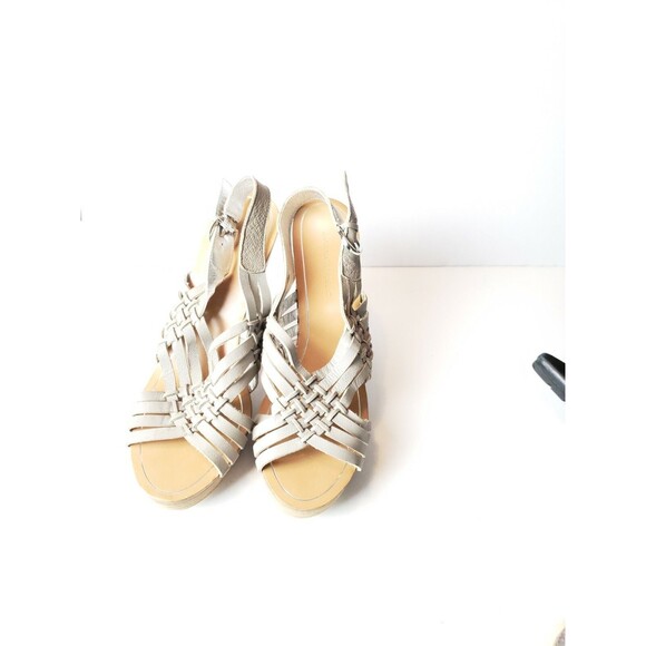 Banana Republic Women’s taupe strappy Sandal Heels Zip Back Size 9 M - Picture 1 of 5